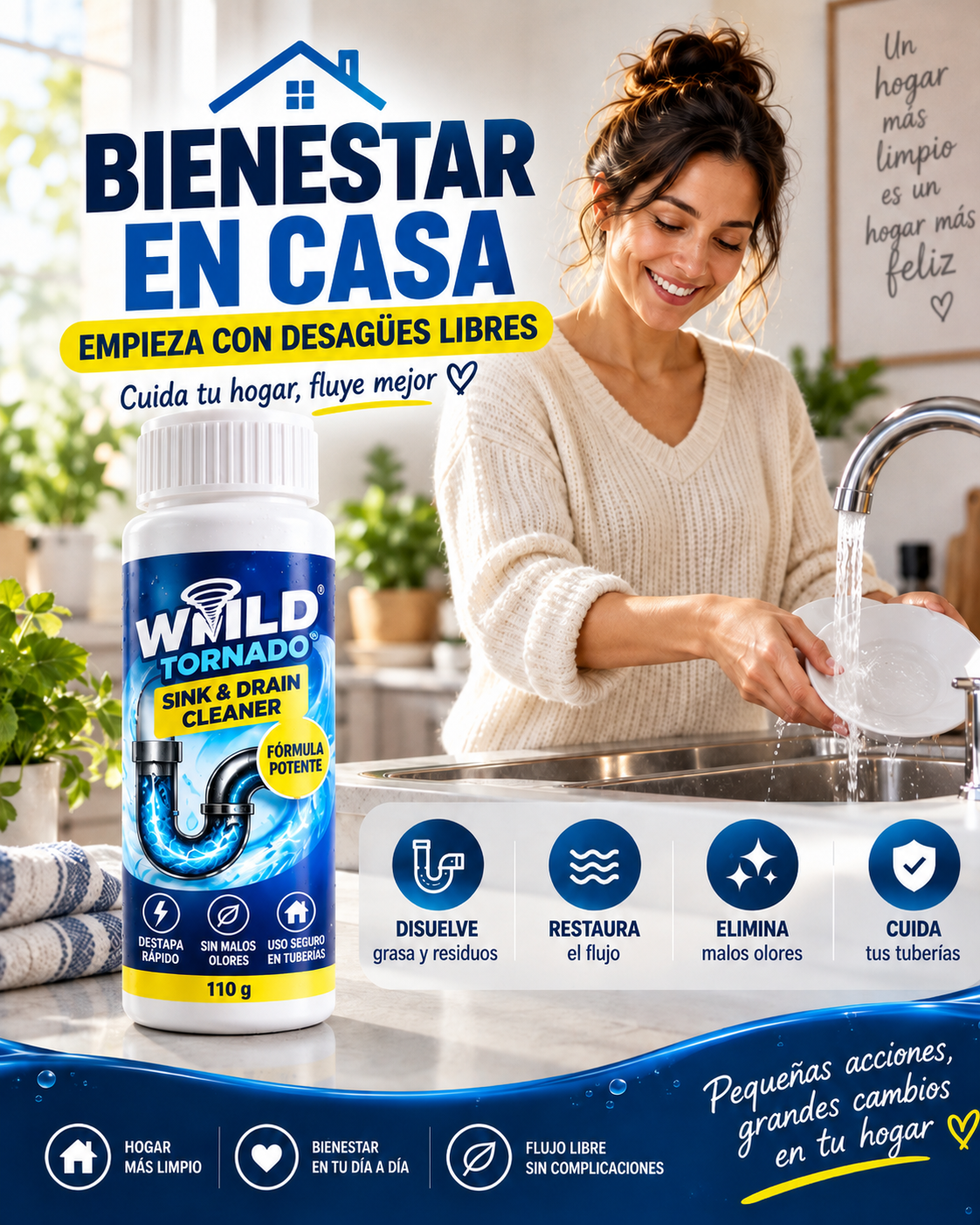 Limpiador de desagües de 3 botellas